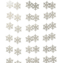 Kerstslinger met sneeuwvlokjes, 8 standen, voor een winterwonderland-decoratie, voorgemonteerde zilveren sneeuwvlokjesslinger.