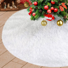 Weihnachtsbaumdecke, weihnachtliche Dekoration im Landhausstil, flauschig, doppellagig, Schneeflockenmuster, Plüsch- und Vliesstoffe, festliche