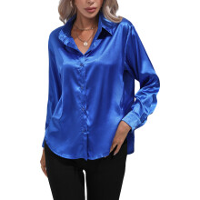 Zijden blouse met knoopsluiting voor dames, gemaakt van zachte satijnzijde, elegant design, tuniekmodel, veelzijdig te combineren met verschillende