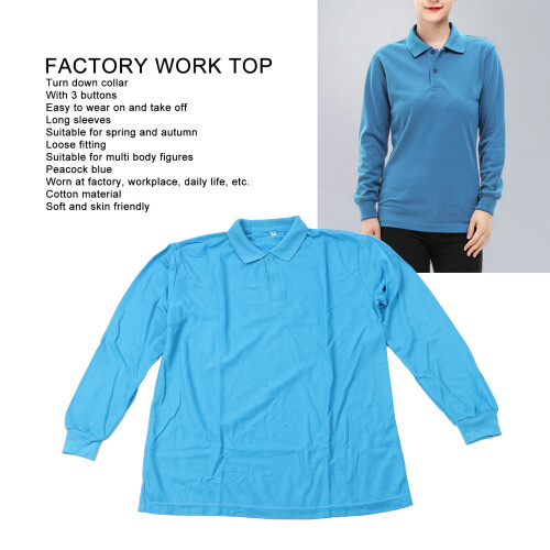 Pfauenblaues Langarm-Fabrik-T-Shirt 3XL Arbeits-Pullover 1
