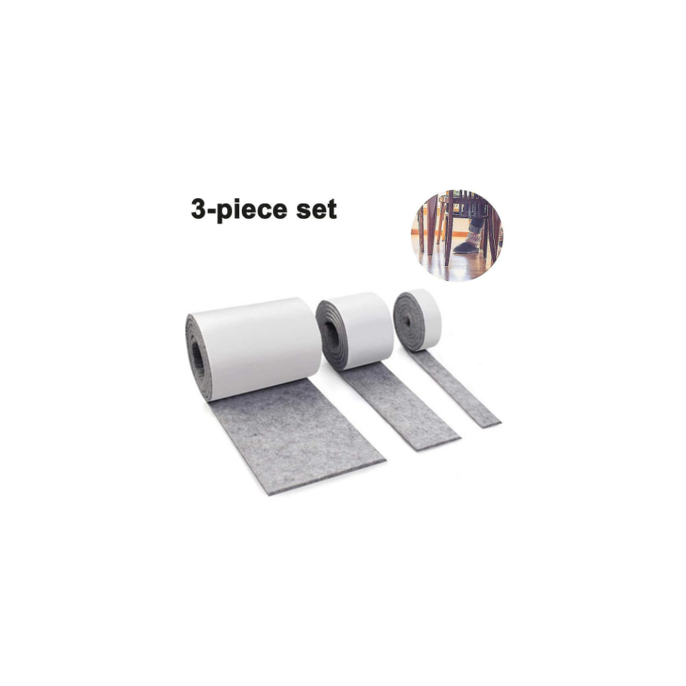 High-Quality Felt Furniture Pads, Versatile Dustproof Self Adhesive Cuttable Strips For Protecting Hardwood Floors, Heavy Duty, Grey, 3 Rolls 9405630113655