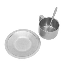 Insulated 304 Stainless Steel Coffee Cup Set, 200ML with Saucer & Scoop