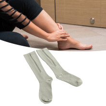 Chaussettes de compression hautes pour femmes, gris, 15-20 mmHg, avec zip, taille XXL