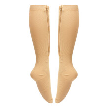 Chaussettes de compression pour femmes, mi-mollet, 15-20 mmHg, avec fermeture éclair, en peau, taille S/M