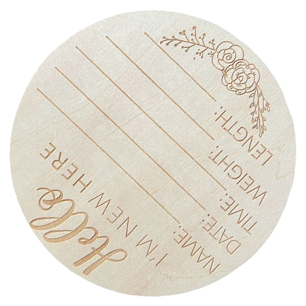 Round Baby Announcement Sign Basswood 5.9in Hello World Nursery