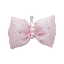Imitatieparels en kristallen vlinderknoop Schoenclip-Type A roze