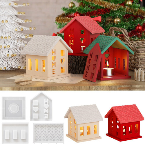 Kerzenhalter Silikonform 3D Haus- Siebenteiliges Set 1