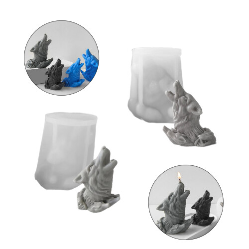 Wolfskopf Kerze Silikonform Tier Statue Ornament-Abschnitt B 2