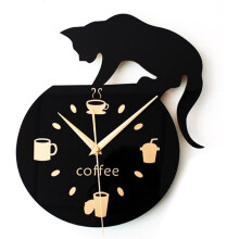 Home Decorations, Acrylic Material Wall Clock With Creative Cat Design, Silent Modern Timepiece For Any Room In The House
