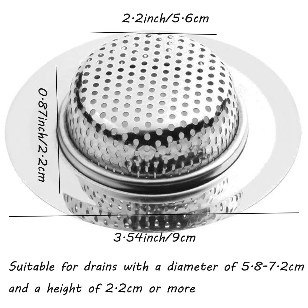 Kitchen Sink Strainer With Fine Mesh, Stainless Steel Durable Structure Ensures Reliable Drainage Protection For Bathroom And Kitchen Use (3.54Inch) 9169997041753