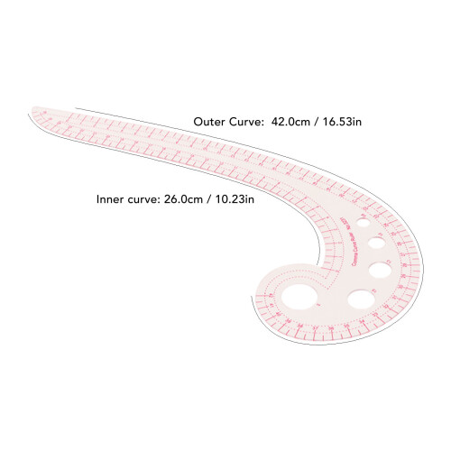Set di 5 righelli a forma di virgola, in plastica trasparente, lunghezza 42cm e 26cm 1