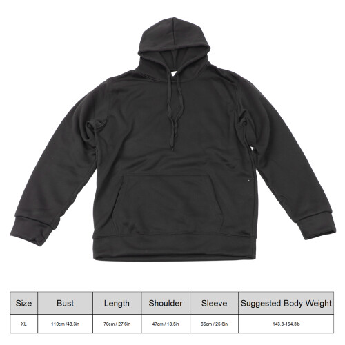 Schwarzer Kapuzenpullover für Männer, XL, Baumwolle, Langarm, Pullover mit Tasche 1