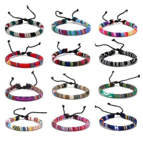 Unique Patterns Woven Wristband Trendy Multicolor Bracelet Set