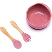 Utensílios para bebês feitos com material de qualidade alimentar, cabo de bambu removível para maior higiene, colheres de silicone para dentição