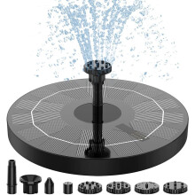 Innovativa fontana solare, pompa per fontana solare da 2,5 W con 6 ugelli per vasche per uccelli e giardini, design ecologico che garantisce un