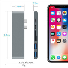Hochleistungs-Multiport-Adapter für Ihr MacBook, Aluminiumgehäuse mit Thunderbolt 3, unterstützt Stromversorgung und