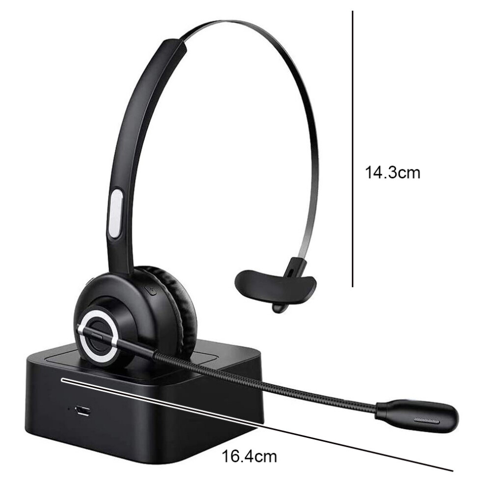 Bluetooth Headset With Noise Canceling Microphone, Wireless On-Ear Headset For Trucker Office Work Cell Phone Computer, Advanced Noise Cancellation 9169997047113