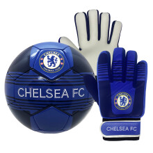 Chelsea Junior Size 4 Football & Goalkeeper Goalie Gloves Set Official Gift