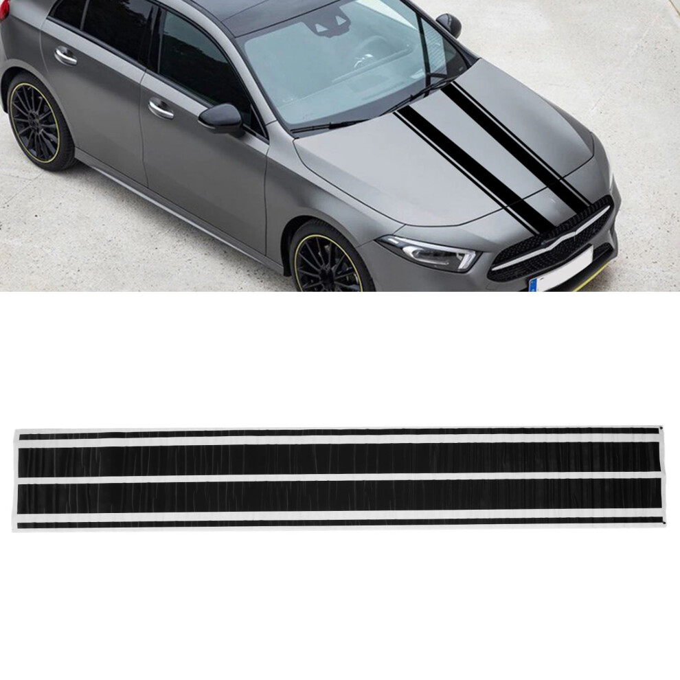 Universal Vinyl Car Hood Stripes Cover For Suv Truck Off-Road Vehicles Black 8441369300653