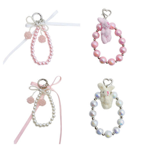 Breloque de sac avec nœud papillon en perles-Style cerise rose 1
