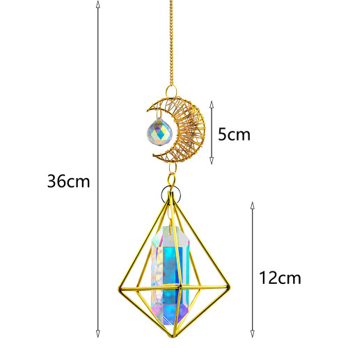Κρυστάλλινο Suncatcher, μοναδικό σχέδιο ρετρό φεγγάρι με επιχρυσωμένη αλυσίδα 2