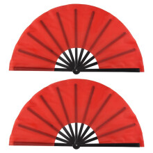 2 StüCke GroßE Falt FäCher Nylon Tuch Handhalt Falt FäCher Chinesischen Kung Fu Tai Fan Dekoration Falten Hand FäCher für Party GefäLligkeiten