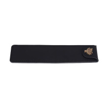 Genuine Leather Pen Pouch Holder Single Pencil Bag Pen Case with Snap Button for Rollerball Fountain Ballpoint Pen-Black