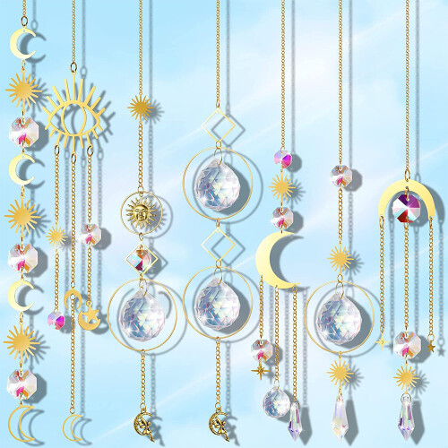 Διακόσμηση κήπου, επιχρυσωμένο κρύσταλλο Suncatcher, κρεμαστό πρίσμα για εσωτερική 1