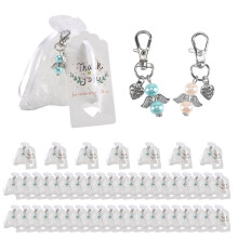 48 Baptism Sets Favor Souvenir Favors Guardian Wedding Angels + Organza Bags + Baptism Gift Pendants