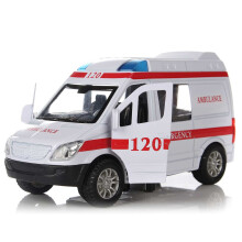 Bianca Ambulance Vehicles Toys 1/32 Pressofuso In Lega Modello di Auto con Luce e Suono Regalo per Bambini