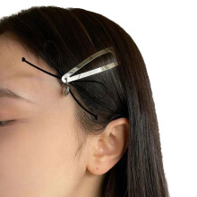 Barrette Chic avec nœud papillon en forme de cœur,-Noir