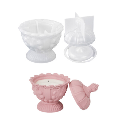Silicone Mold Flower Pattern Candle Cup Molds DIYs Handmade-A