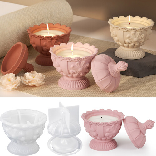 Silicone Mold Flower Pattern Candle Cup Molds DIYs Handmade-A 1