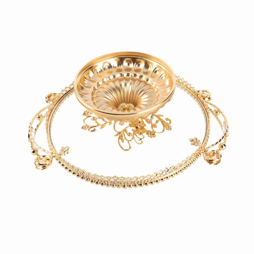 Gold Glass Fruit Tray Handcraft Multipurpose Candy Plate with Alloy Base-image-OPC-PPB62FX-NEW