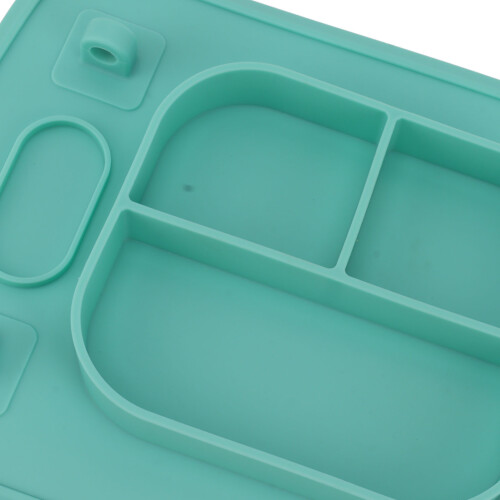 Silicone Suction Placemat with 4 Toy Tethers for Babies, Cyan 2
