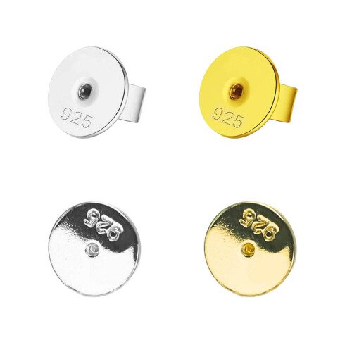 10pcs Round Disc Earrings Back Ear Studs Stoppers-Gold 8mm 1