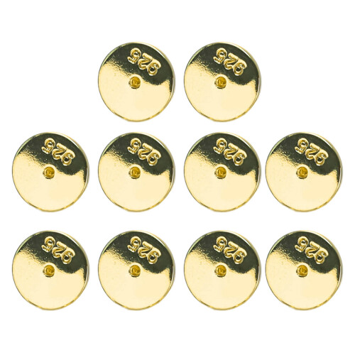 10pcs Round Disc Earrings Back Ear Studs Stoppers-Gold 8mm