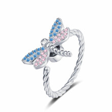 Dragonflies Rotating Open Rings Relieve Anxiety Girl-Silver