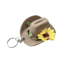 Creatieve bloemenhoed sleutelaccessoire-Kaki zonnebloembloem