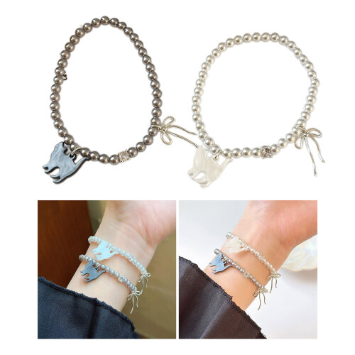 Bracelet de perles élégant, pendentif, bijoux de poignet-Blanc 2