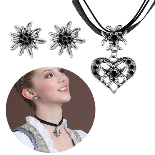 Boucles d'oreilles en forme de cœur, pendentif, collier,-Rouge 2