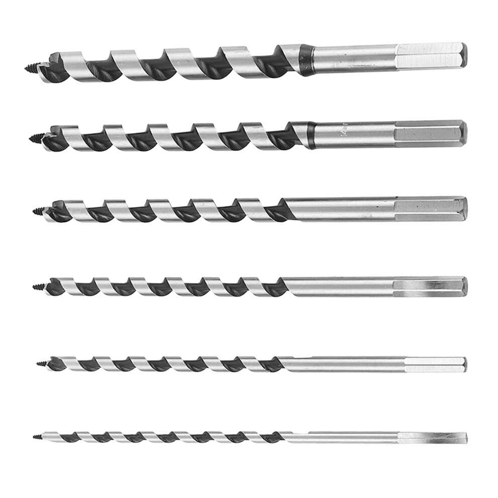 6Pcs Iron Hex Shank Auger Drill Bit Set 6-16Mm For Woodworking 4041375498388