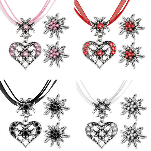 Ensemble de bijoux avec pendentif en forme de cœur,-Blanc 1