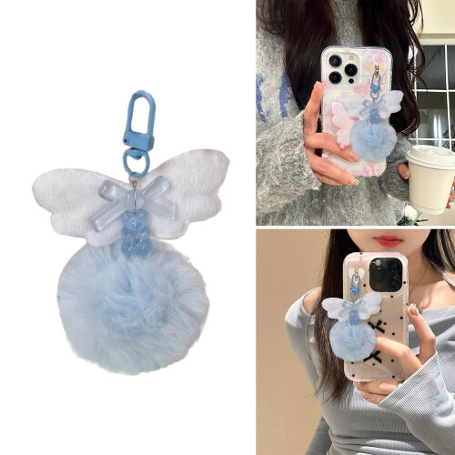 Porte-clés élégant avec nœud papillon, pendentif de sac,-Violet 2