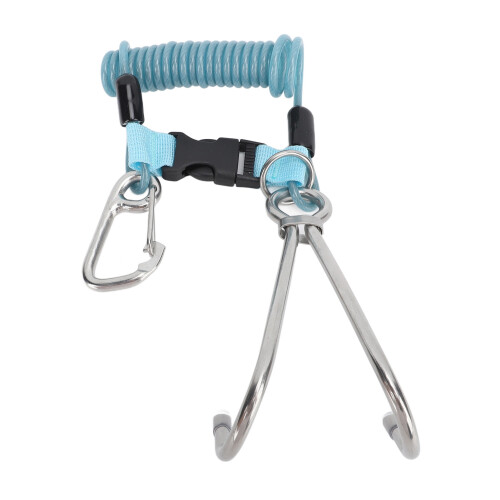Stainless Steel Spring Coiled Diving Hook Double End Snap Clip Blue