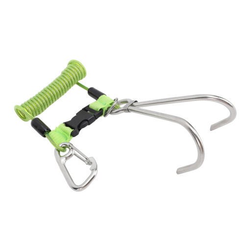 Spring Coiled Diving Hook Stainless Steel Double End Snap Clip Green
