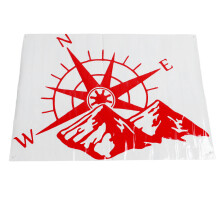Car Rear Window Sticker 60x45cm Red Mountain Compass Decal for Universal Car