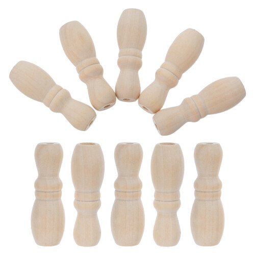 10Pcs Light Yellow Wooden Blind Cord Pulls Knobs for Curtain Crafts
