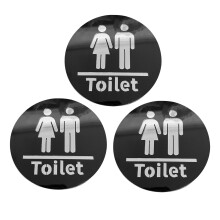 3 Wc-Deurbord 10 Cm Zelfklevend Acryl Spiegelstickers