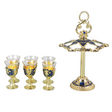 Elegant Metal Design Candle Display Stand, Retro Style Metal Chalice Holder with Embossed Flower Pattern, Decorative Use for Wedding Centerpiece,